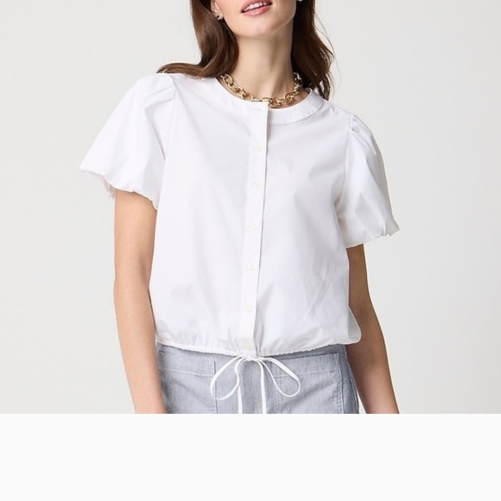 NWT J. Crew CK750 Fitted puff-sleeve top in white
